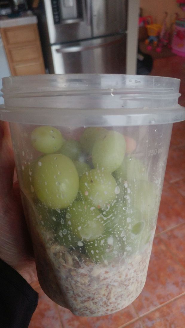 soaked oats with green grapes